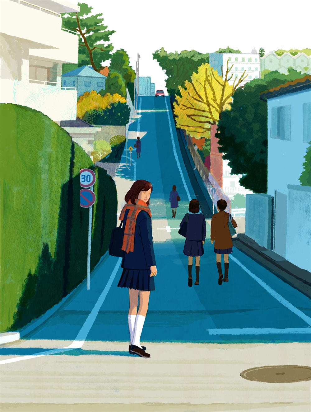 插画师 Makoto Funatsu 油画质感风光插图 ​