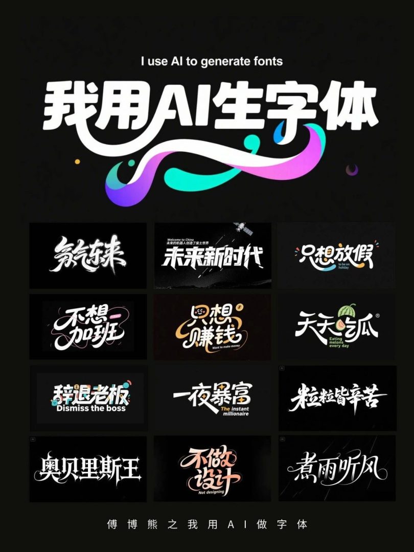 我用AI做字体！热门字体设计提示词（风格超全）-牛七七