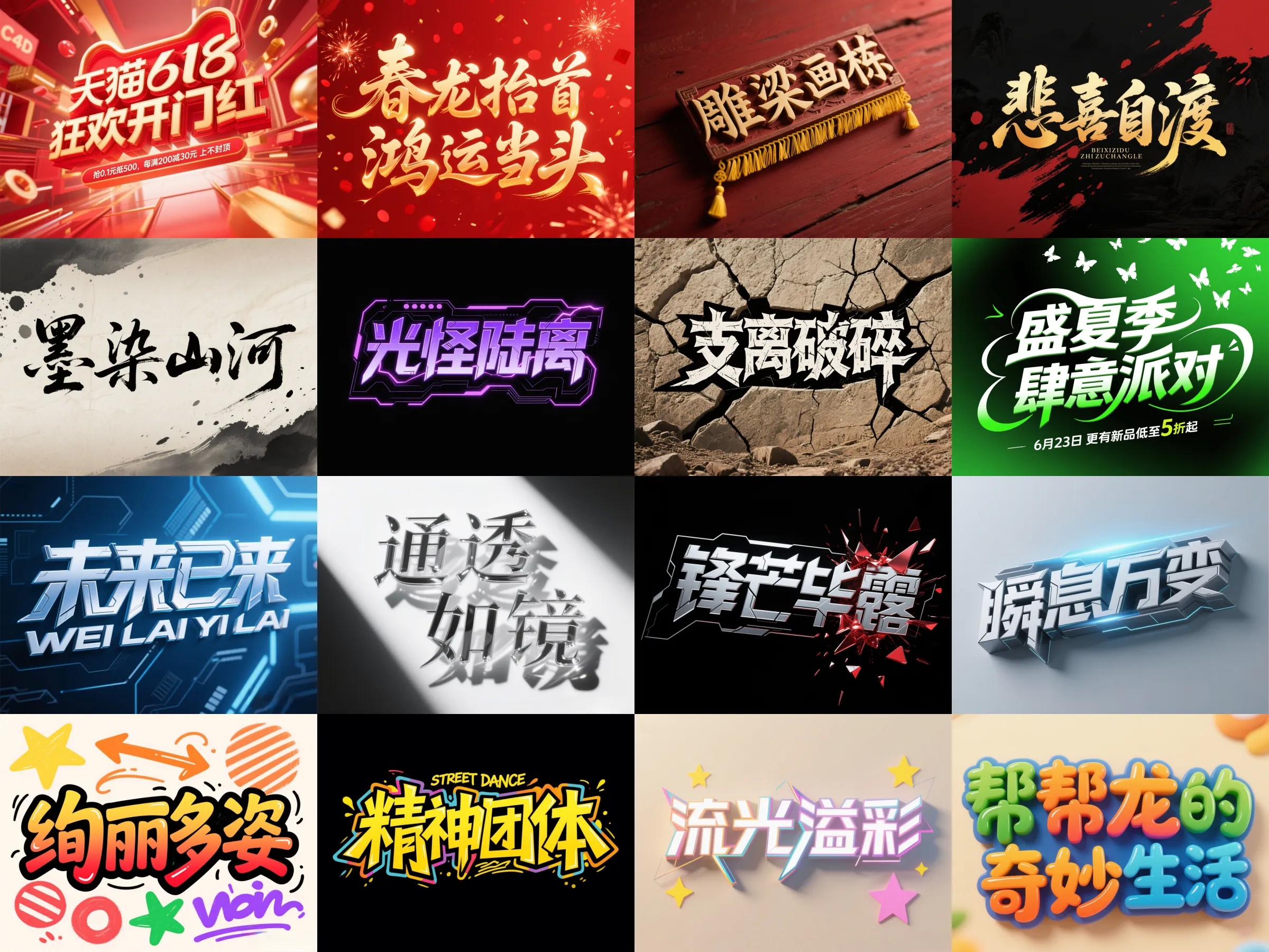 万字拆解丨奶奶看了都会的AI中文字体生成技巧(100+提示词案例)